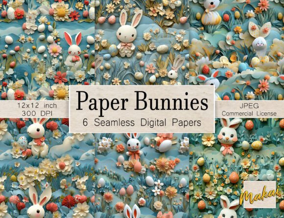 12 Seamless Paper Craft Easter Bunnies: A Whimsical Addition to Your Creative Projects