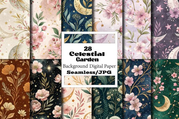 Celestial Garden Seamless Digital Papers