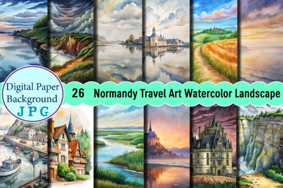 Discover the Beauty of Normandy Travel Art Watercolor Landscape