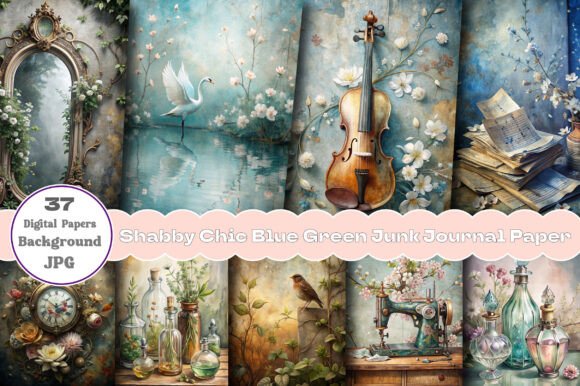Discover the Versatility of Shabby Chic Blue Green Junk Journal Paper