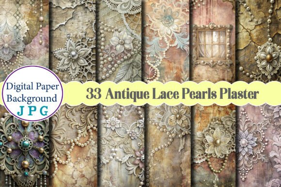Elegant Antique Lace Pearls Plaster
