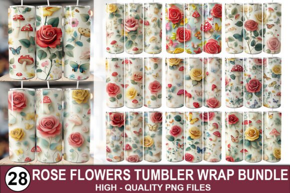 Enhance Your Drinkware with the Rose Flowers Tumbler Wrap Bundle