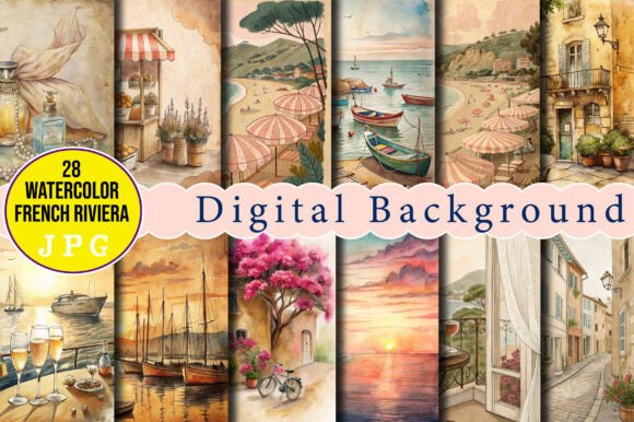 Explore the Charm of Watercolor French Riviera Background