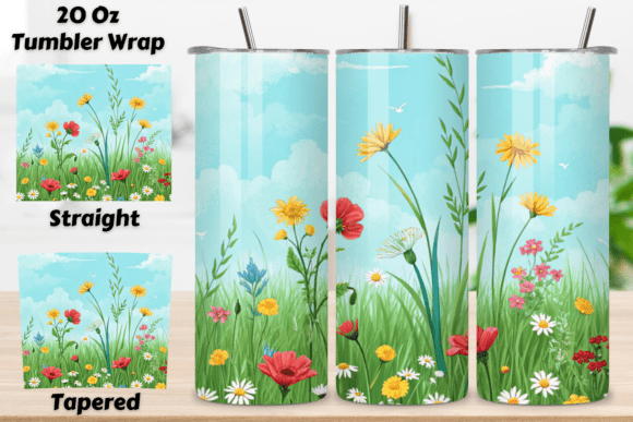 Explore the Versatility of Spring Meadow Seamless Tumbler Wrap, PNG