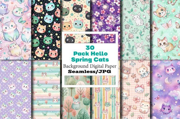 Exploring the Digital Paper Pack HELLO SPRING Cats