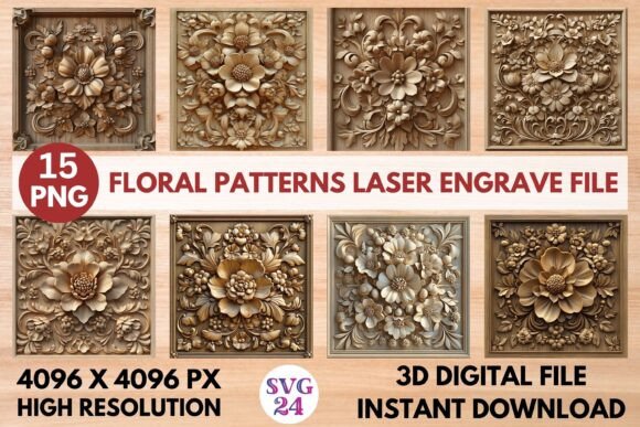 Floral Patterns Laser Engrave File