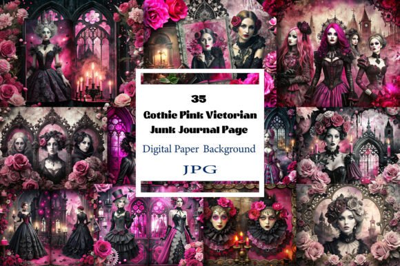 Gothic Pink Victorian Junk Journal Page: A Versatile and Charming Addition to Your Creative Projects