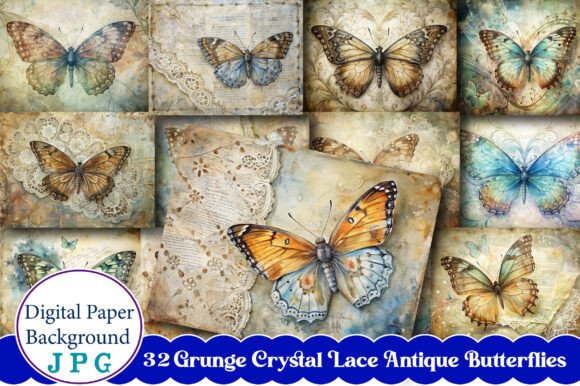 Grunge Crystal Lace Antique Butterflies: A Versatile and Elegant Design Solution