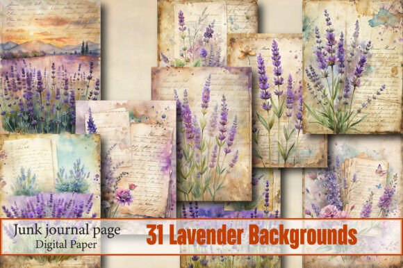 Lavender Junk Journal Page Backgrounds: A Versatile Digital Design Toolkit