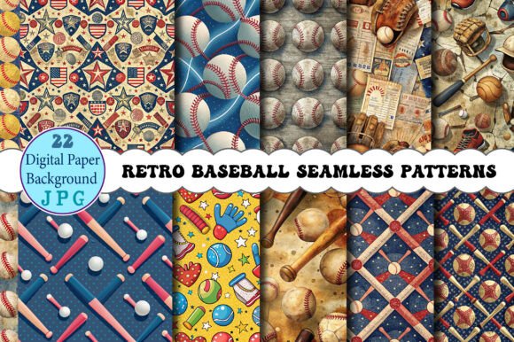 Retro Baseball Seamless Patterns for Creative Projects