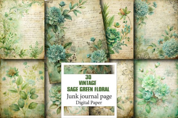 The Versatile Charm of Vintage Sage Green Floral Journal Pages