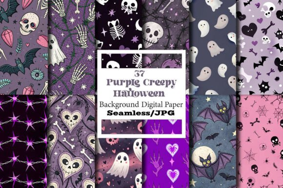 Unlock Creative Potential with Purple Creepy Halloween Seamless Pattern