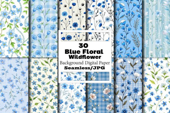Unlock Creativity with Blue Floral Wildflower Digital Paper