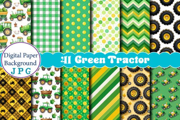Unlock Your Creativity with the Green Tractor Digital Paper Set