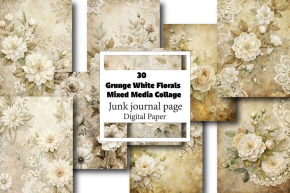 Unlocking Creativity with Grunge White Florals Mixed Media Collage