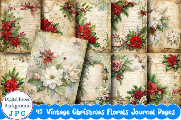 Vintage Christmas Florals Journal Pages: A Versatile and Charming Addition to Your Creative Projects